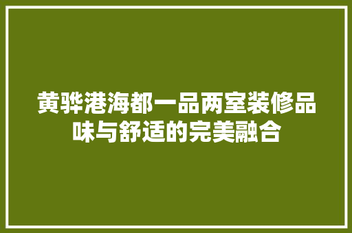 黄骅港海都一品两室装修品味与舒适的完美融合