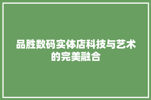 品胜数码实体店科技与艺术的完美融合  第1张