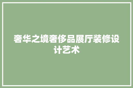 奢华之境奢侈品展厅装修设计艺术