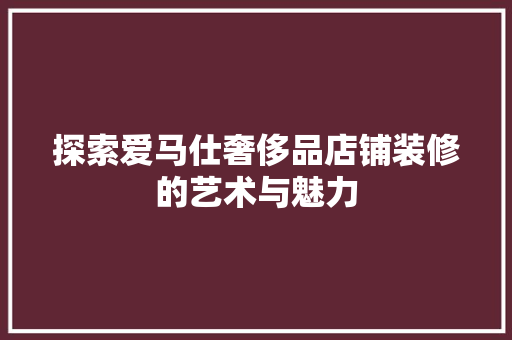 探索爱马仕奢侈品店铺装修的艺术与魅力