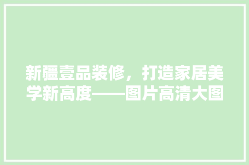 新疆壹品装修，打造家居美学新高度——图片高清大图赏析