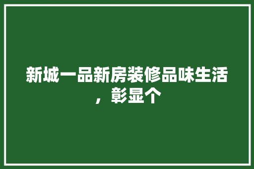新城一品新房装修品味生活，彰显个  第1张