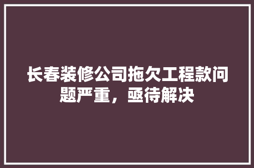 长春装修公司拖欠工程款问题严重，亟待解决