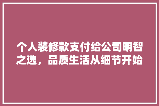 个人装修款支付给公司明智之选，品质生活从细节开始