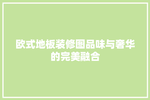 欧式地板装修图品味与奢华的完美融合  第1张