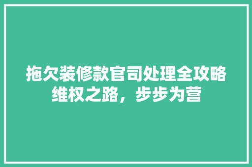 拖欠装修款官司处理全攻略维权之路，步步为营
