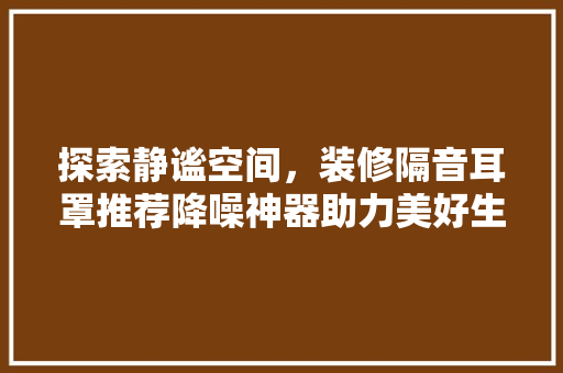 探索静谧空间，装修隔音耳罩推荐降噪神器助力美好生活  第1张