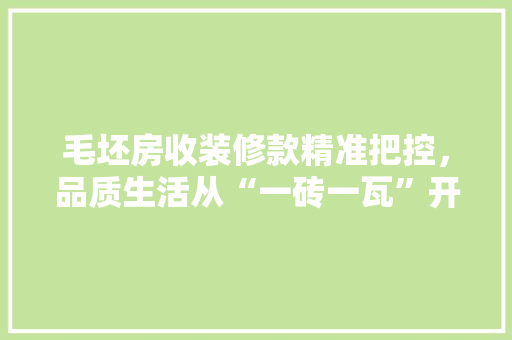 毛坯房收装修款精准把控，品质生活从“一砖一瓦”开始