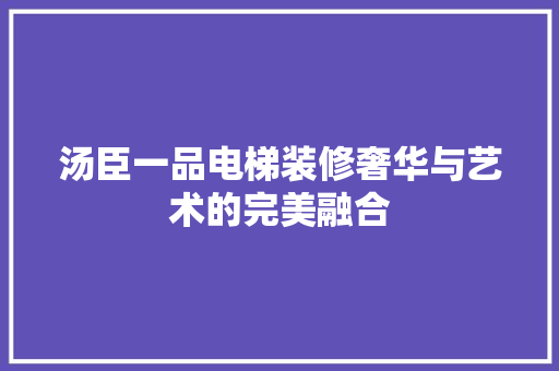 汤臣一品电梯装修奢华与艺术的完美融合  第1张