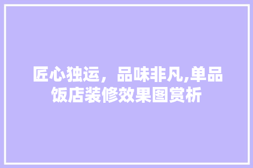 匠心独运，品味非凡,单品饭店装修效果图赏析