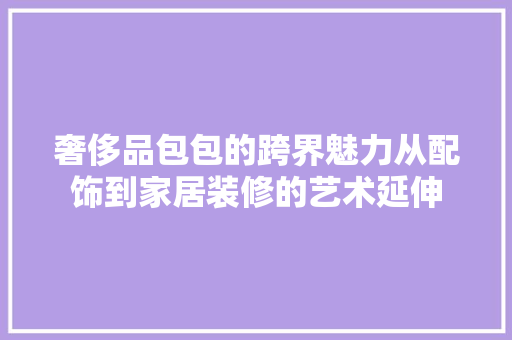 奢侈品包包的跨界魅力从配饰到家居装修的艺术延伸