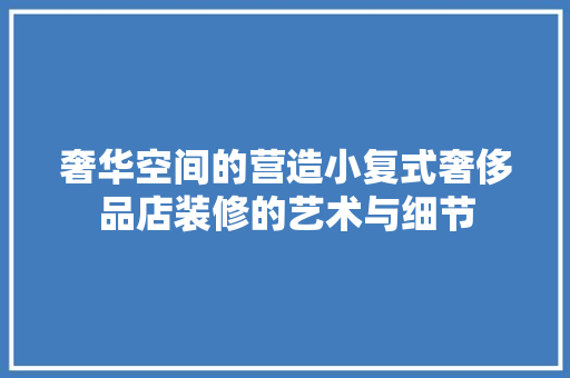 奢华空间的营造小复式奢侈品店装修的艺术与细节