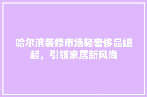 哈尔滨装修市场轻奢侈品崛起，引领家居新风尚  第1张