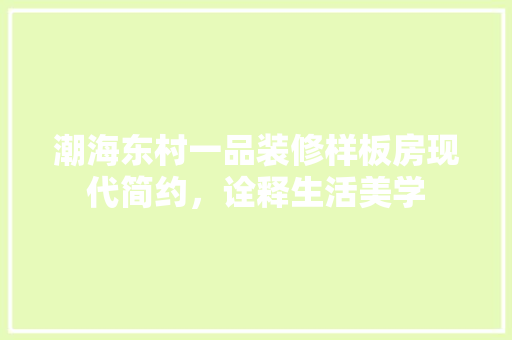 潮海东村一品装修样板房现代简约，诠释生活美学  第1张