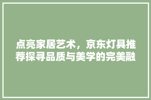 点亮家居艺术，京东灯具推荐探寻品质与美学的完美融合