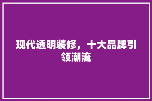 现代透明装修，十大品牌引领潮流  第1张