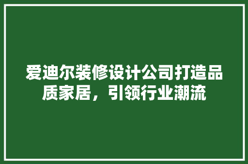爱迪尔装修设计公司打造品质家居，引领行业潮流