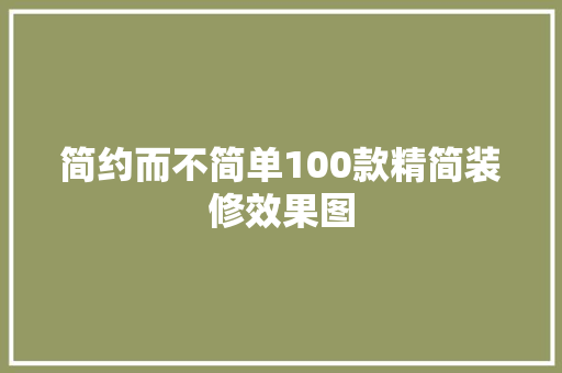 简约而不简单100款精简装修效果图