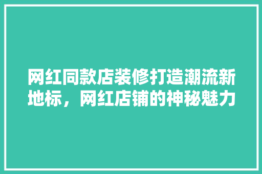 网红同款店装修打造潮流新地标，网红店铺的神秘魅力  第1张