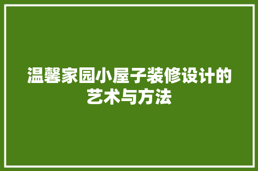 温馨家园小屋子装修设计的艺术与方法