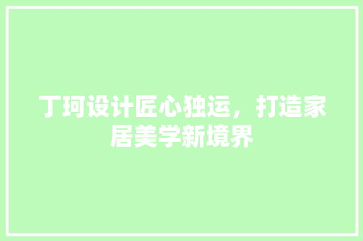 丁珂设计匠心独运，打造家居美学新境界  第1张